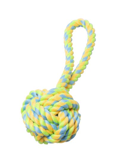Bud'Z Rope Monkey Fist With Loop Green And Yellow Dog 7.5in 1pc