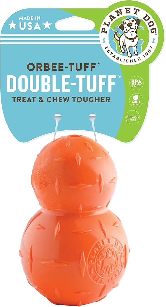 Planet Dog Orbee Tuff Diamond Plate Double Tuff Orange Medium Dog