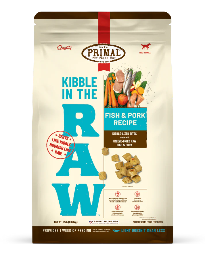 Primal Kibble In The Raw Fish & Pork Recipe Dog 9lb-SPECIAL ORDER