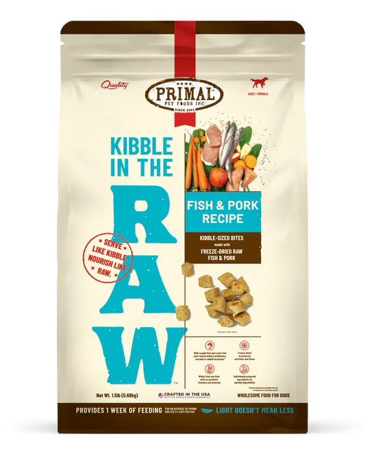 Primal Kibble In The Raw Fish & Pork Recipe Dog 9lb-SPECIAL ORDER