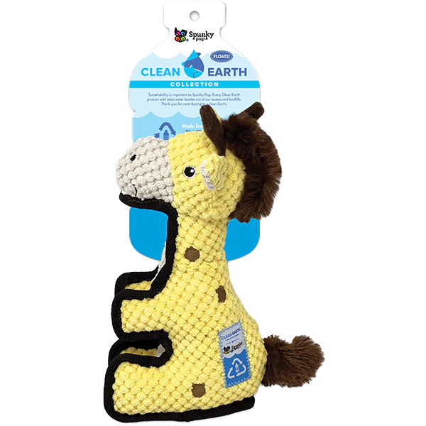 Spunky Pup® Clean Earth Textured Recycled Plush Toy Giraffe Dog Toy