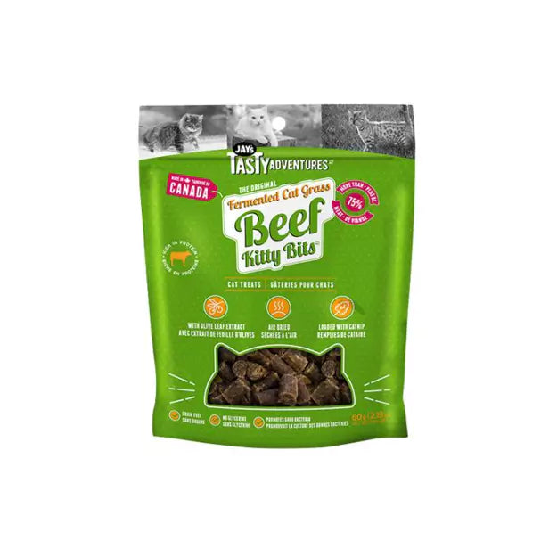 Jay's Tasty Adventures Fermented Cat Grass Beef Cat Treats 60g