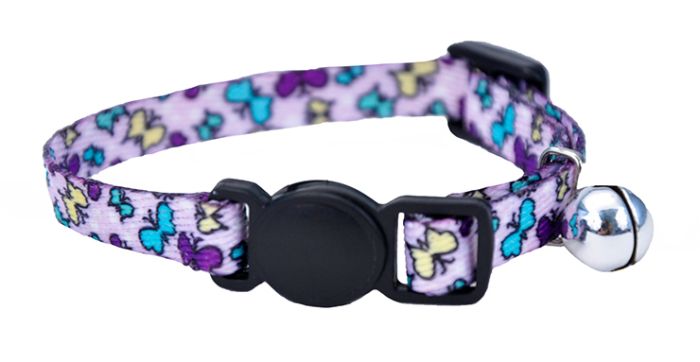 Li'l Pals Adjustable Breakaway Kitten Collar Purple Butterfly 5/16x6-8in