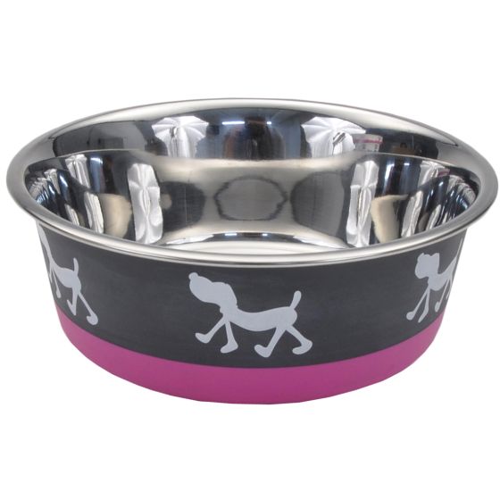 Maslow Trade Design Series Non Skid Puppy Bowl Pink Grey 1pc 28oz