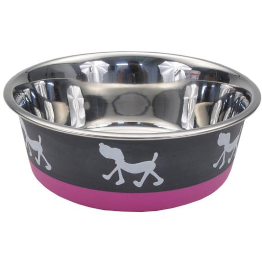Maslow Trade Design Series Non Skid Puppy Bowl Pink Grey 1pc 28oz