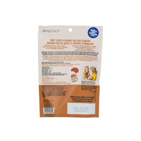 Dexypaws Dog Training Treats, Probiotic Boost, Beef Liver & Peanut Butter 11.4oz