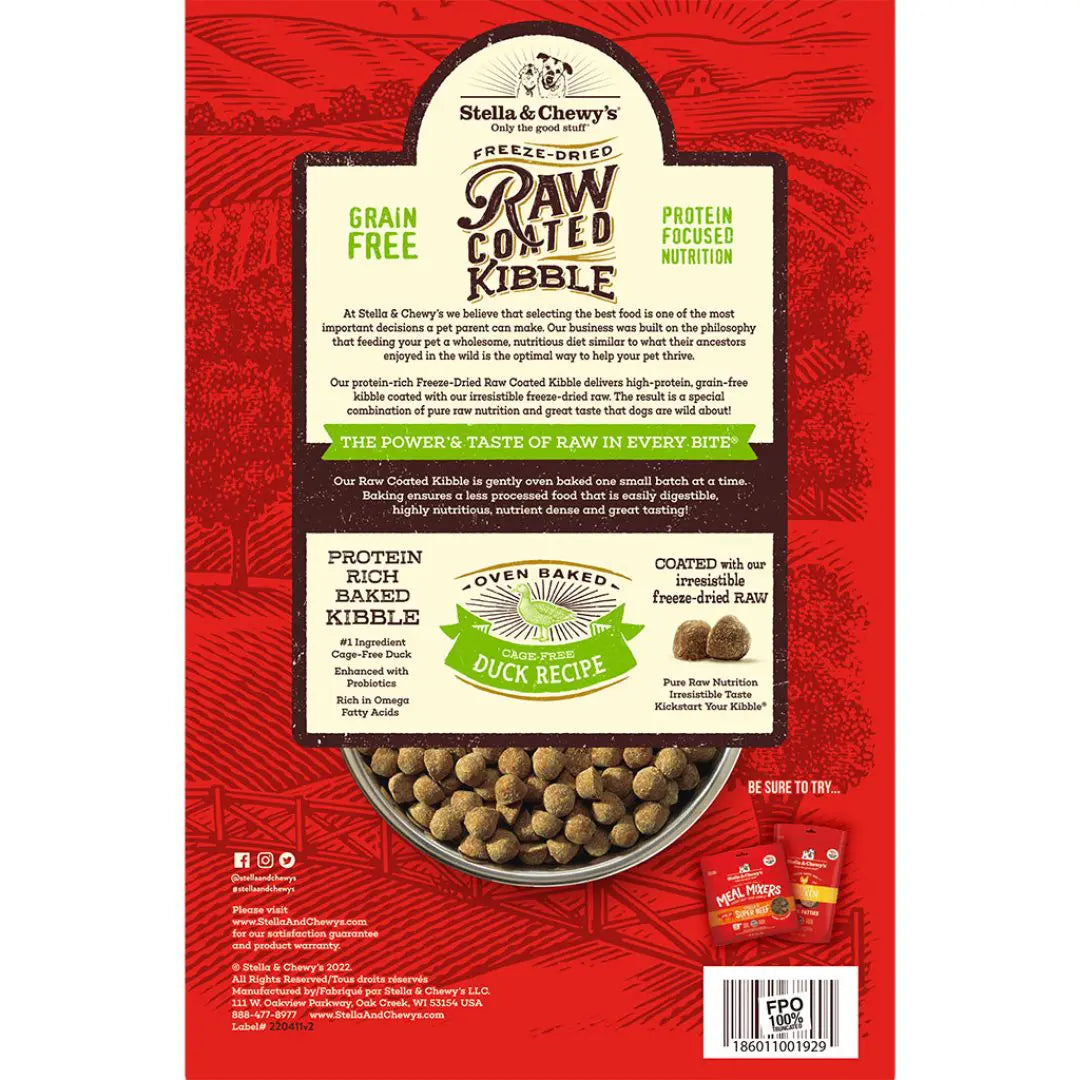 Stella and Chewy's Raw Coated Kibble - Duck 22lb SAVE $20 OFF
