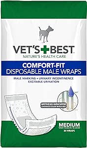 Vet's Best Disposable Male Wrap belly bands - Med