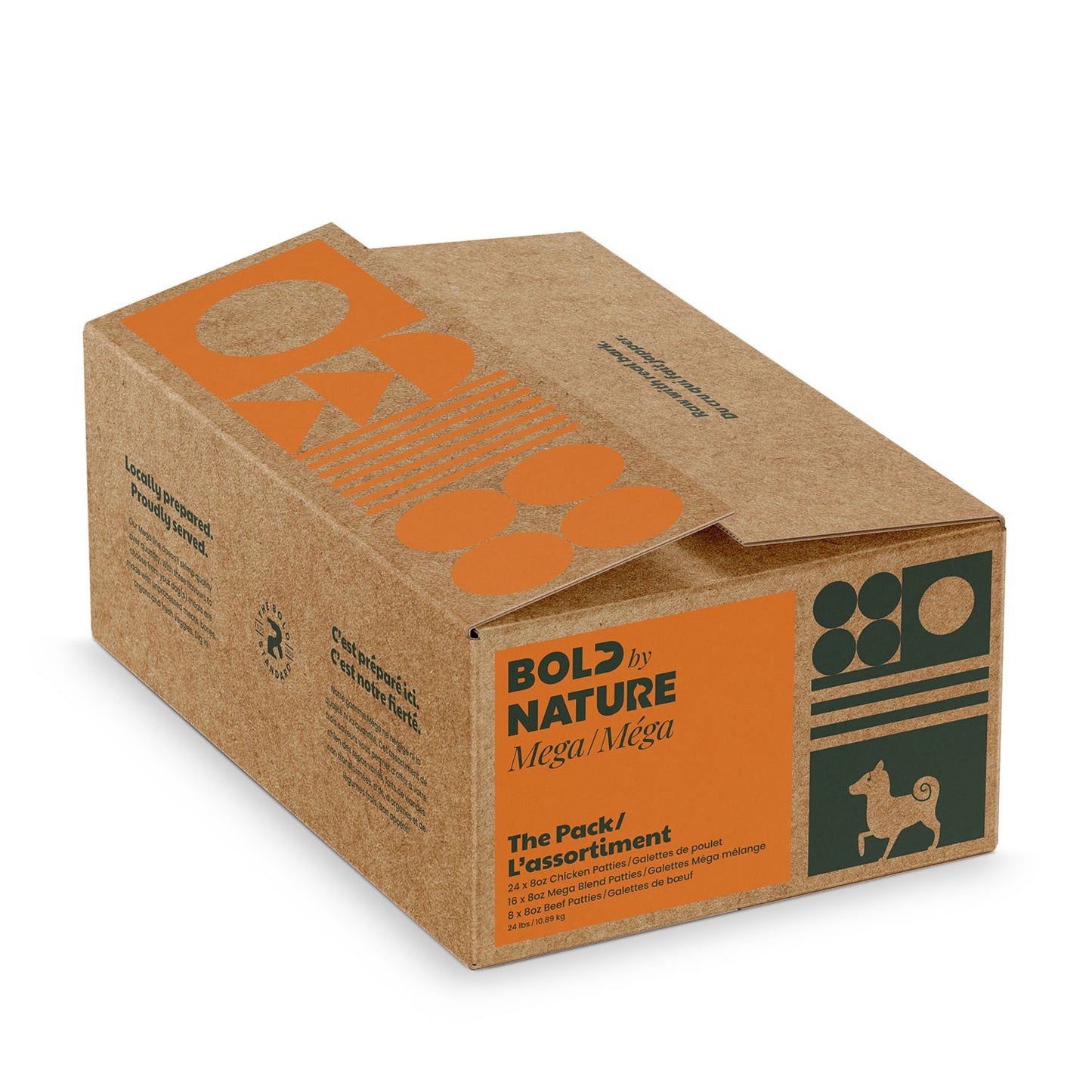 Bold By Nature Mega Dog Raw Chicken Variety Pack: Beef/ Chicken/ Mega Blend 24lbs
