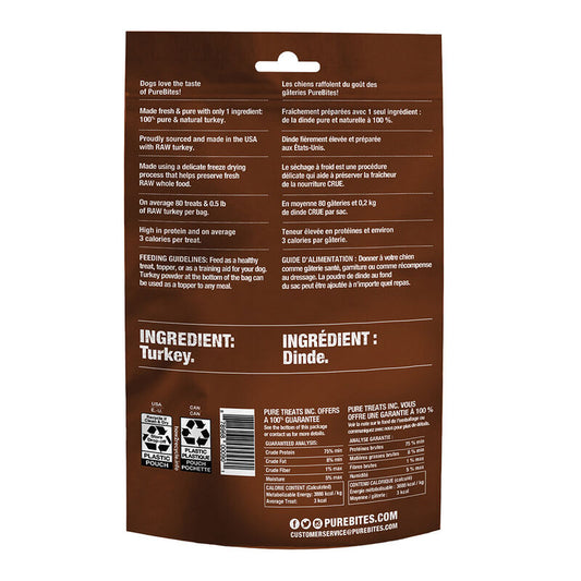 Purebites Freeze Dried Turkey Dog Treats 70gm