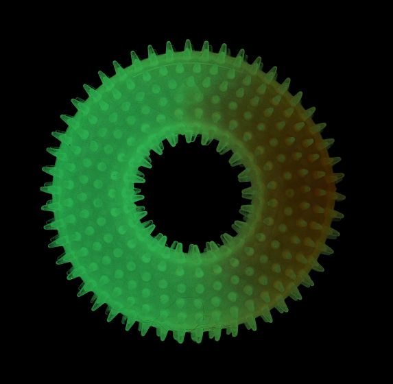 Bud'Z Luminous Rubber Dog Toy - Spiked Donut, Orange 12.5cm