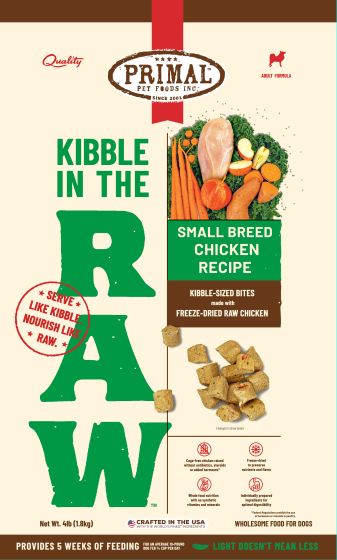 Primal Kibble In The Raw Small Breed Chicken Recipe Dog 4lb