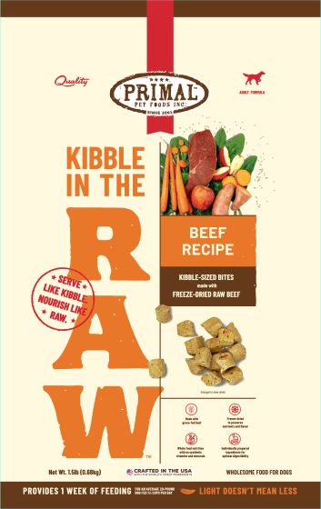 Primal Kibble In The Raw Beef Recipe Dog 1.5lb