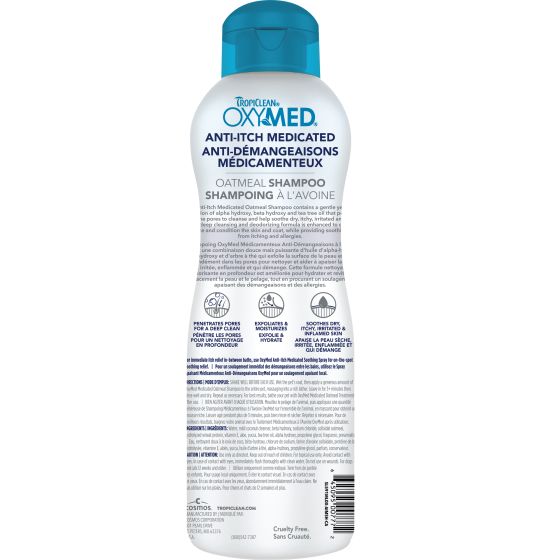Tropiclean Oxymed Medicated Anti-Itch Pet Shampoo, Oatmeal For Allergy Relief 20oz