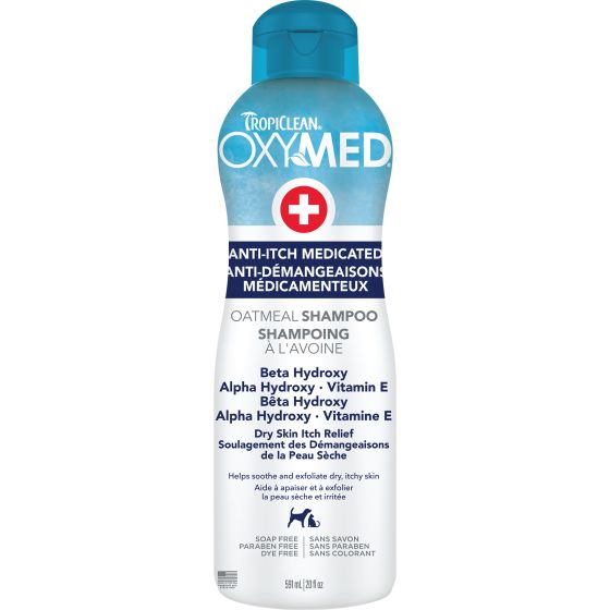 Tropiclean Oxymed Medicated Anti-Itch Pet Shampoo, Oatmeal For Allergy Relief 20oz