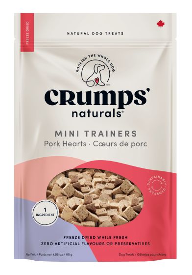 Crumps Mini Trainers Freeze Dried Pork Hearts Dog 115g