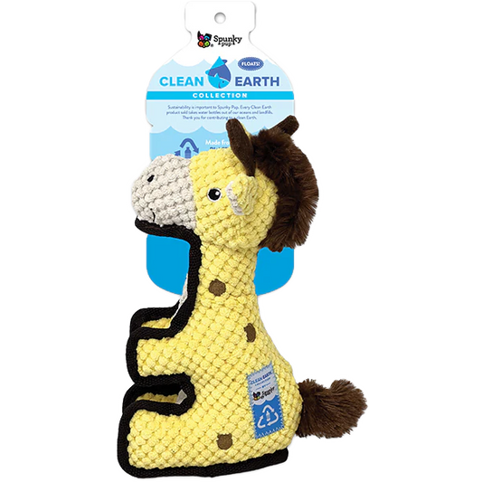 Spunky Pup® Clean Earth Textured Recycled Plush Toy Giraffe Dog Toy