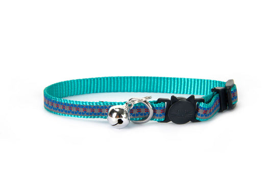 Simons Break Away Cat Collar Turquoise Flower  7-11"