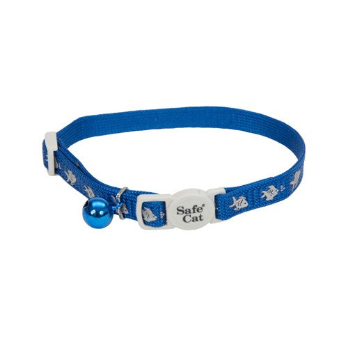 Coastal Safe Cat Fashion Adjustable Breakaway Collar Blue Fish