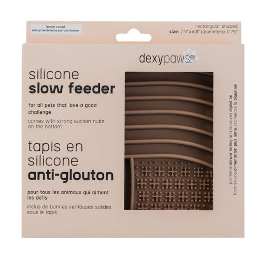 Dexypaws Silicone Snuffle Mat "Hide + Seek" Slow Feeder, Square, Affogato
