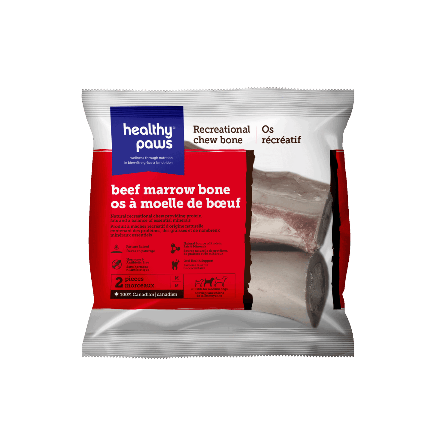 Healthy Paws Raw Beef Marrow Med 2 pieces