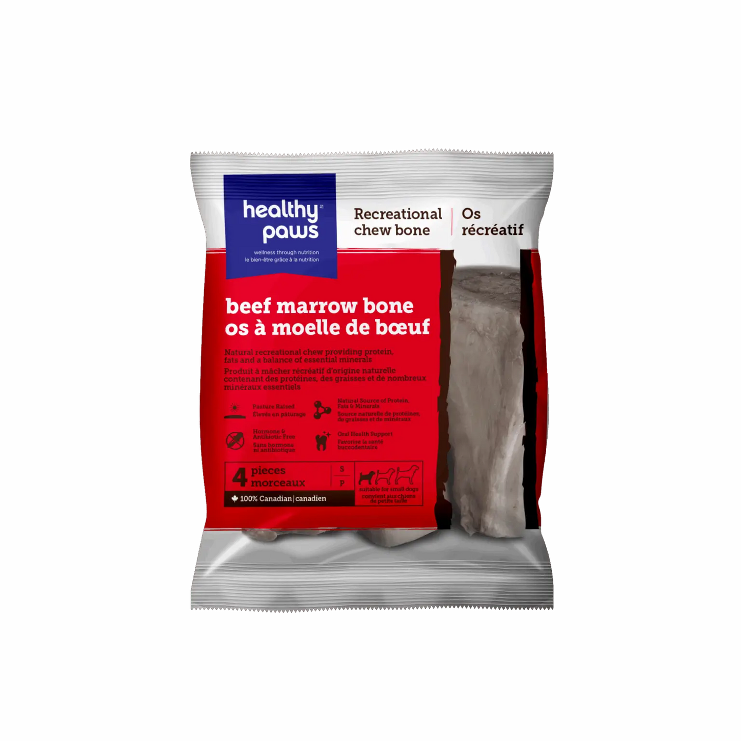 Healthy Paws Recreational Beef Marrow Bones Small - 4 pieces