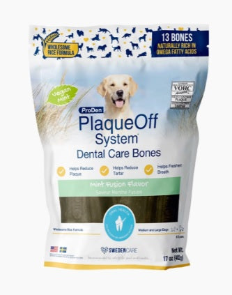 Plaque Off Vegan Mint Fusion Dental Bones 17oz 13 bones