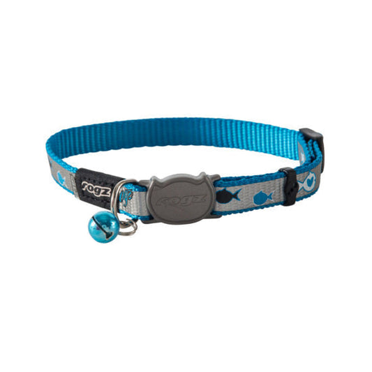 Rogz Breakaway Buckle Cat Collars 8"-12" Reflectocat Red Fish