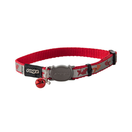 Rogz Breakaway Buckle Cat Collars 8"-12" Reflectocat Red Fish
