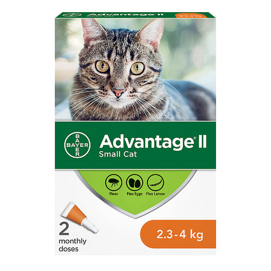 Advantage II For Cats 2.3kg-4kg (2 monthly doses)