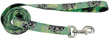 Lazer Brite Reflective Open Design Leash Lime Skull Dog 1pc 1inx6ft