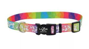 Lazer Brite Rflctv Open Design Adj Collar Rainbow Hearts Dog 1pc 1x18-26in