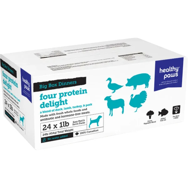 Healthy Paws Big Box Dinner Four Protein Delight 24 x 1 lb