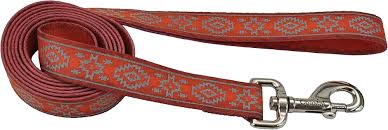 Lazer Brite Reflective Open Design Leash Orange Aztec Dog 1pc 1inx6ft