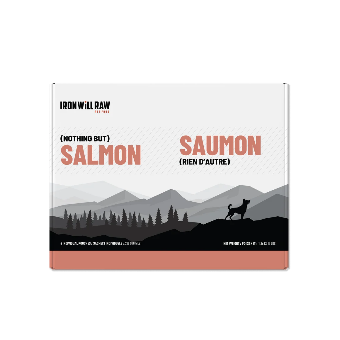 Iron Will 'Nothing But' Single Protein - Salmon  8oz Pouches - 4lb Box
