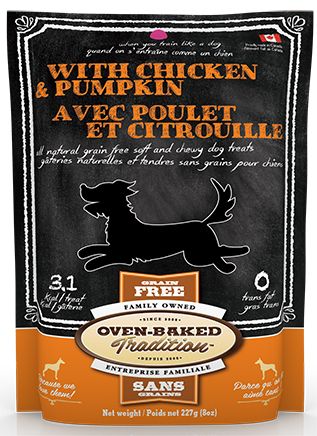 Oven-Baked Tradition Soft And Chewy Chicken And Pumpkin Dog Treats 226g
