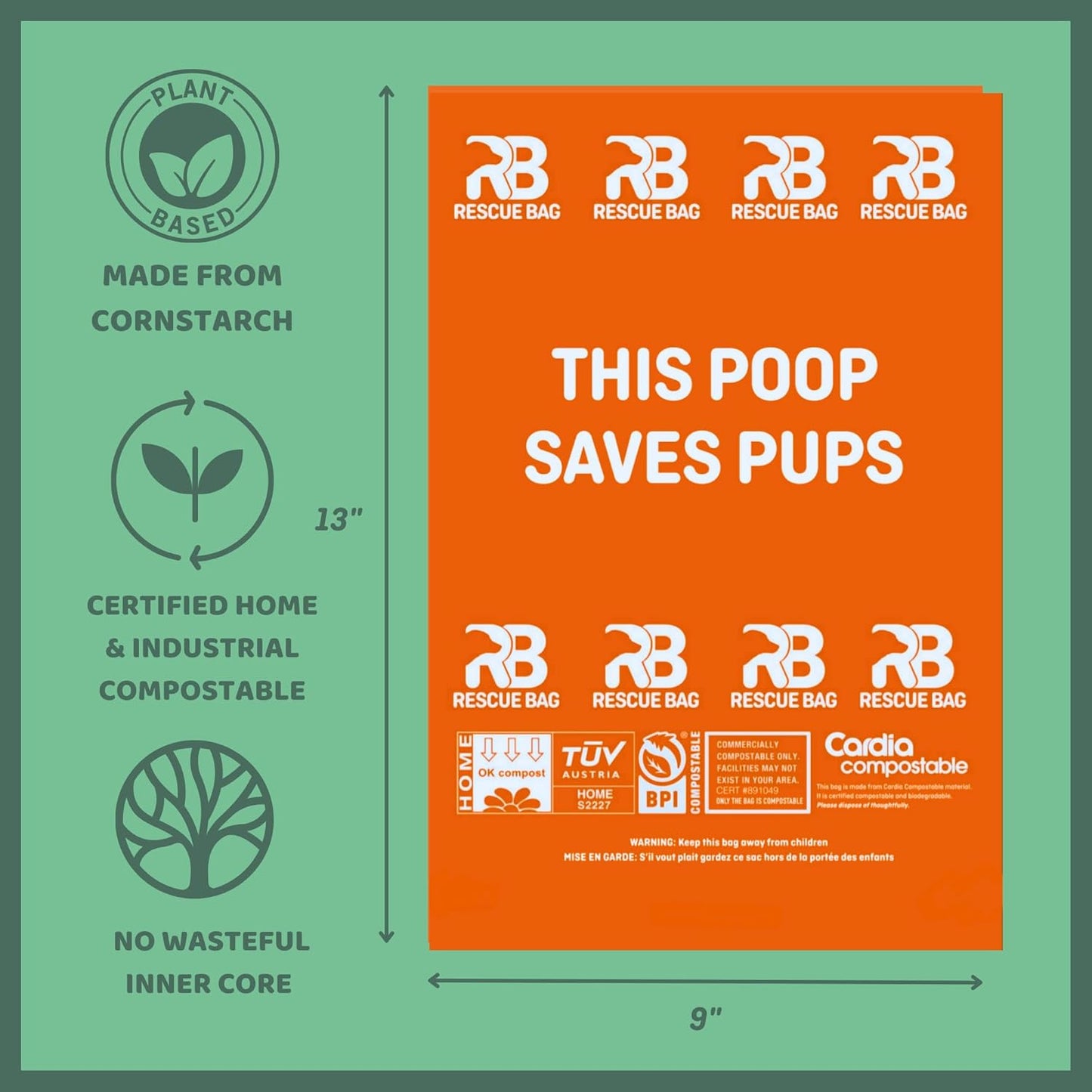 Rescue Bag Compostable Poop Bags - 120 count SALE