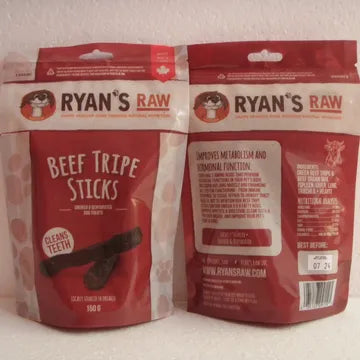 Ryan's Raw Beef Tripe Sticks 100g