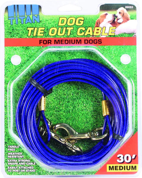 Titan Medium Tie Out Cable Blue 30ft