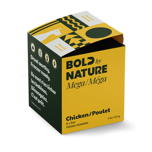 Bold By Nature Mega Dog Raw Chicken Dinner 4lb Patties
