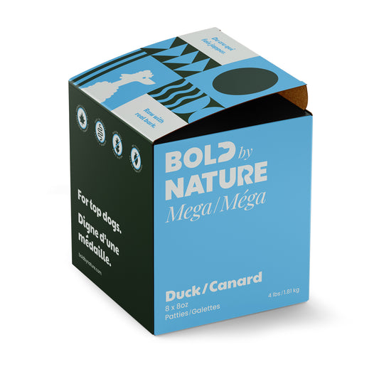 Bold By Nature Mega Dog Raw Duck Dinner 4lb Patties
