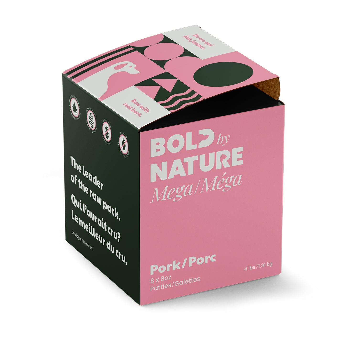Bold By Nature Mega Dog Raw Pork Dinner 4lb Tub
