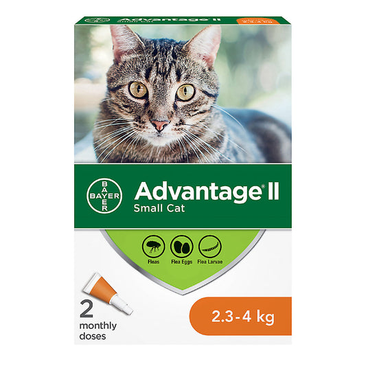 Advantage II For Cats 2.3kg or less (2 monthly doses)