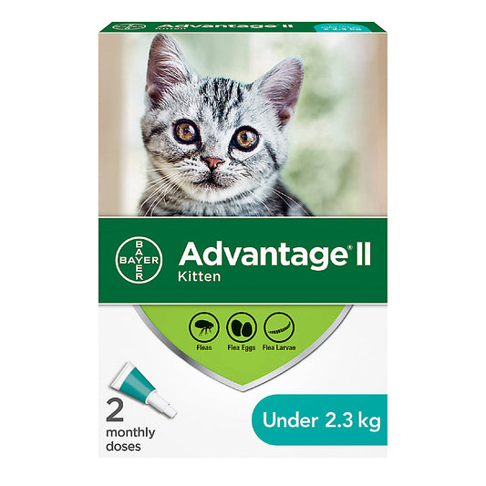 Advantage II For Cats 2.3kg or less (2 monthly doses)