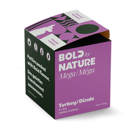 Bold By Nature Mega Dog Raw Turkey Dinner 4lb Patties